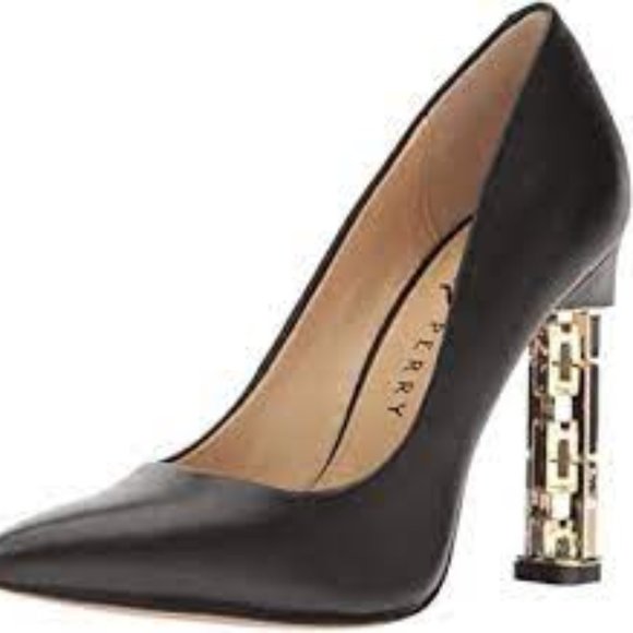 KATY PERRY "The Suzanne"  Black Gold High Heels Pumps Statement Shoes Size 6 NEW - Picture 1 of 8